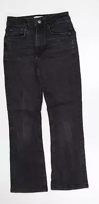 Zara Womens Black Cotton Bootcut Jeans Size 6 Regular Zip • £7.25