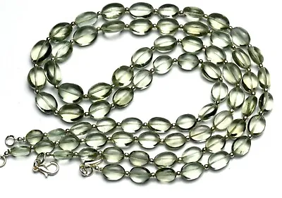 Natural Gem Prasiolite 8x6 To 13x10MM Size Smooth Oval Nugget Bead Necklace19.5  • $27.20