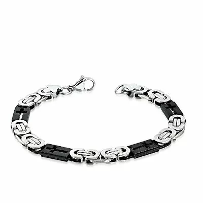 Stainless Steel Silver-Tone Black Religious Cross Men's Bracelet 9  • $19.99