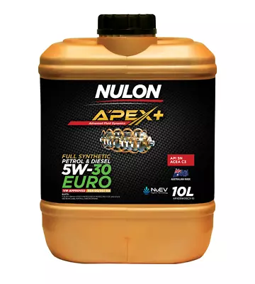 Nulon EURO APEX+ Full Synthetic EUROPEAN Petrol & Diesel Engine Oil 5W-30 10L • $129