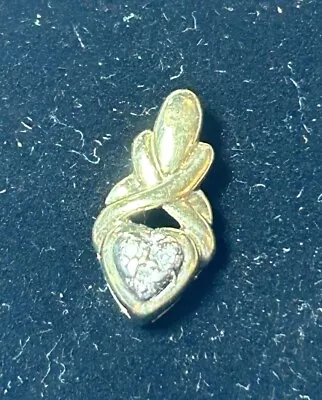 10k Stamped Yellow Gold And Diamond Infinity Heart Pendant • $125