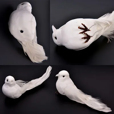 Home Decor Doves Artificial Foam Feather Mini White Birds With Magnet Cr SZ • $1.47