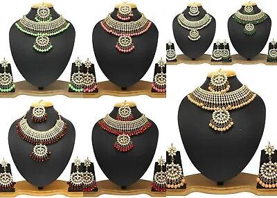 $29.19 • Buy Indian Fashion Choker Ethnic Bollywood Jewelry Gold Plated Pearl Necklace Set