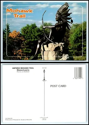 MASSACHUSETTS Postcard - Mohawk Trail Sitting Native American Indian Statue A31 • $2.99