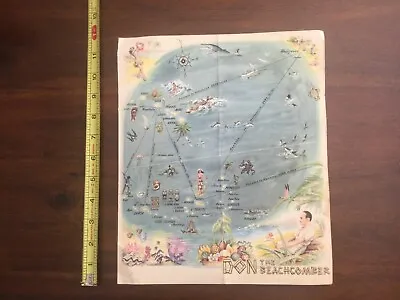 $155 • Buy Pacific Map-Don The Beachcomber 1941 Menu Hollywood Ca. Tiki Bar/Restaurant-Surf