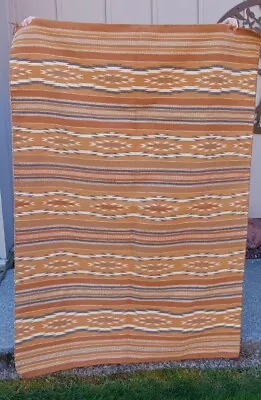 Vintage Navajo Wide Ruins Blanket 65x47  Hand Spun Yarn Woven On Traditionl Loom • $1100