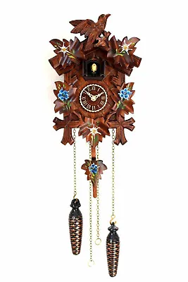 Cuckoo Clock Black Forest Quartz German Wood Battery Clock Painted Music • $119