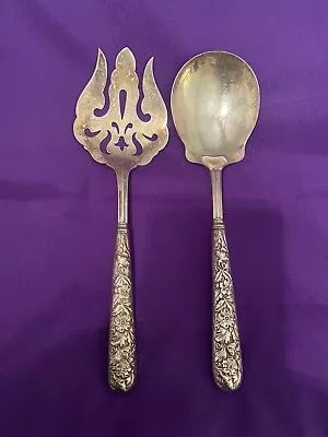 Vintage Ghf Sterling Silver Handles Serving Fork & Spoon Utensil Set Gh French • $89