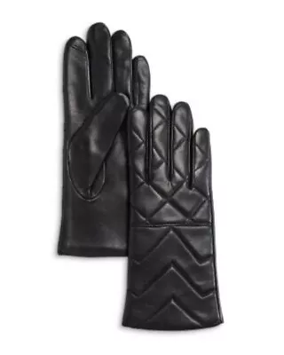 Aqua Women's Quilted Patch Leather Tech Gloves - Medium - Black - 100% Exclusive • $28.80