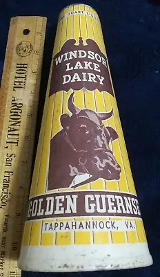QUART Windsor Lake Dairy Golden Guernsey Milk Bottle Wax Kone Carton Virginia • $25