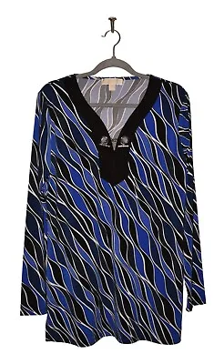 MICHAEL MICHAEL KORS $79 Long Sleeve Stretch Jersey Printed Tunic Top Large • $19.99