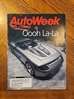 Autoweek Magazine October 16 2000 Porsche City Of Lights Mondial De L'Automobile • $12.95