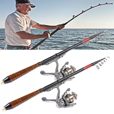 US Professional Carbon Fiber Telescopic Fishing Rod Travel Spinning Rod Pole 82' • $10.99