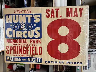 Vintage Hunts 3 Ring Circus Poster 28 X42  Springfield Memorial Park Date Sheet • $11.77