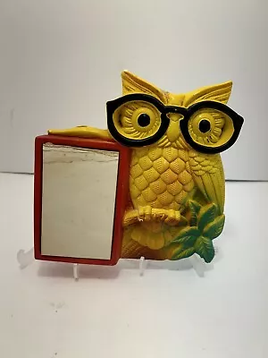 Vintage Miller Studio Chalkware Owl Notepad Pencil Holder Kitschy Kitchen 1970 • $20