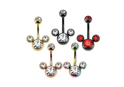 Disney Mickey Mouse Triple Bubble Gems Belly Navel Ring Body Jewelry • $9.99