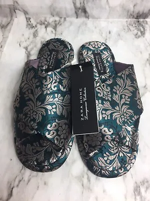 $12 • Buy Zara Size US 6 (36) Teal Slide On Slippers