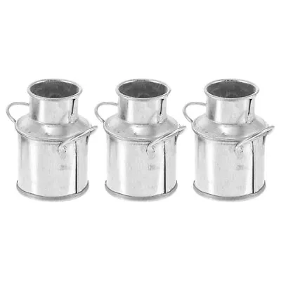 Mini Milk Jug Mini Flower Buckets 3pcs Rustic Vase Pots Galvanized Containers-RF • $7.69