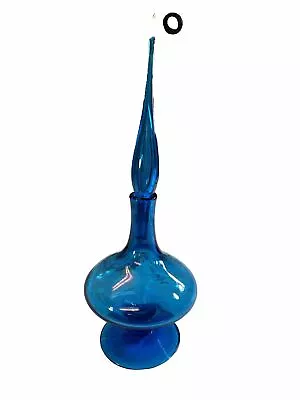 Vintage Bkenko Decanter 17.5” With Stopper Beautiful Blue In Excellent Condition • $195