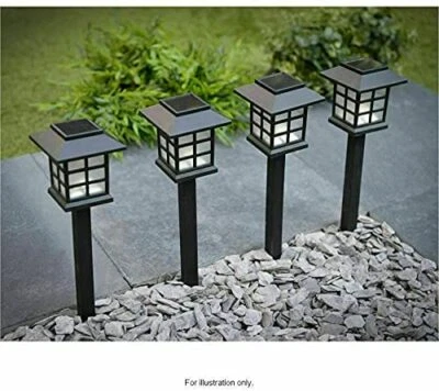 £12.90 • Buy 6x Solar LED Lights Black Stake Lantern Lamps Oriental Garden Outdoor Security