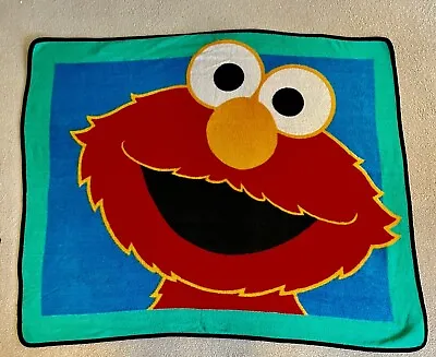 RARE VINTAGE 1990s BIG ELMO FACE BLANKET OWEN THROW KIDS SESAME 49x59 • $69.99