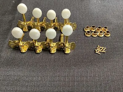 F Style Mandolin Gold Colored Tuners With White Buttons • $14.98