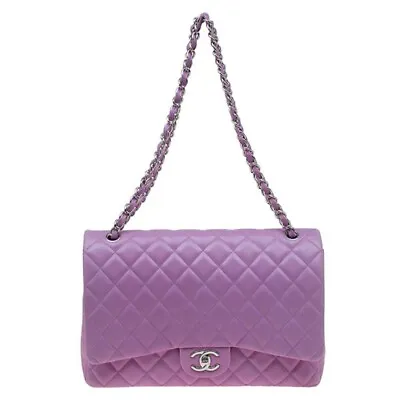 Chanel Lilac Quilted Leather Maxi Classic Double Flap Bag • $3850