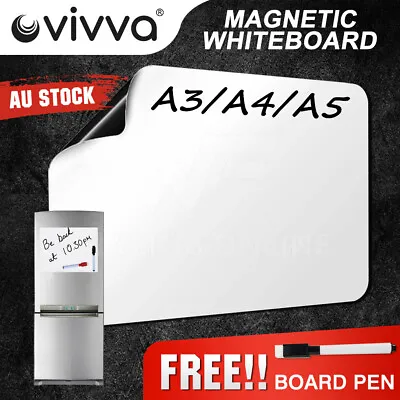$6.23 • Buy Vivva A3 A4 A5 Fridge Magnetic Whiteboard Pen Marker Eraser Memo Reminder Magnet