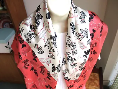 New   Radley    Doggie   Silk Scarf.  34  X 34 Inch   With Tags And Labels • £29.50