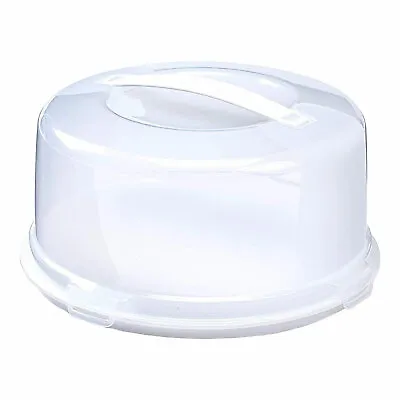 Whitefurze Round Cake Box White Portable Carrier Clip Container 30cm Diameter • £10.99