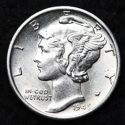 1945-S Mercury Silver Dime AU FREE SHIPPING  • $13.44