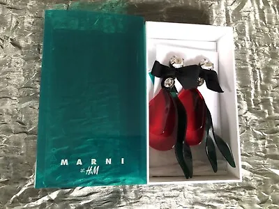 MARNI For H&M OVERSIZED PETALS DANGLE ACRYLIC CLIP-ON EARRINGS NEW • $69.99