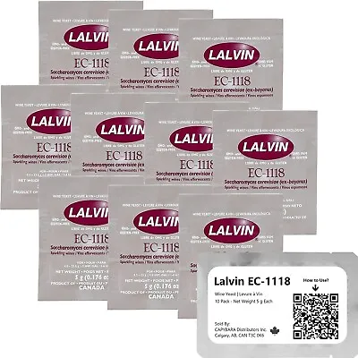 Lalvin EC-1118 Wine Yeast 10 Pack - Champagne Yeast - Make Wine Cider Mead At - • £13.40