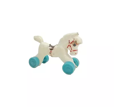 Rare Soviet Vintage Plastic Pull Toy Horse On Wheels USSR Racing Horse On Wheel • $13.50