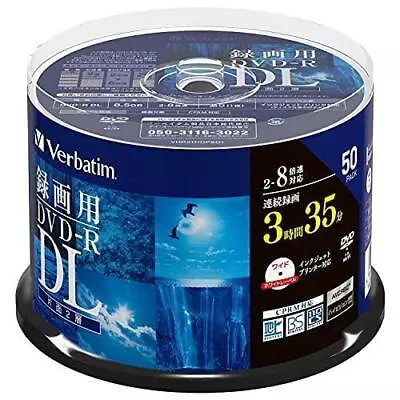 Verbatim 50 Blank Disks DVD-R DL CPRM VHR21HDP50SD1 White Print Double Japan • $117.23