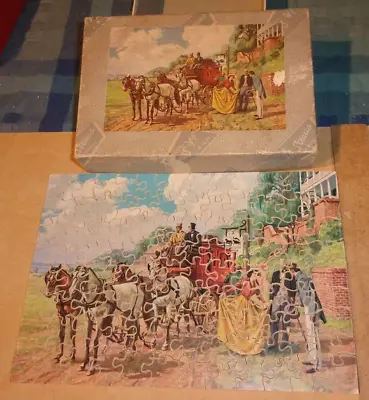 Vintage Wooden Jigsaw Puzzle JK Straus	100 Complete A Friendly Welcome #B • $12.36