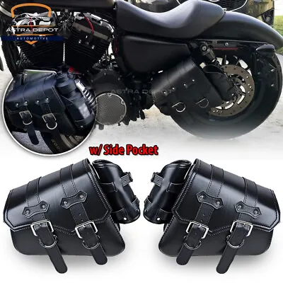 PU Leather Swingarm Tool Solo Side Bag Saddlebags For Harley Sportster 883 1200 • $52.98