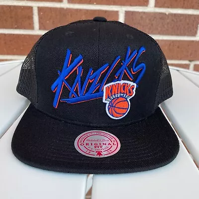 NEW New York Knicks Hat Black Mitchell And Ness Snapback Mesh Back NBA HWC Cap • $15