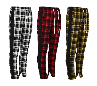 Men's Plaid Checkered Casual Stretch Skinny Track Jogger Pants With Ankle Zip  • $29.95