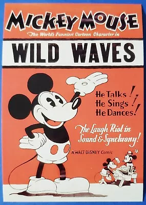 Postcard Mickey Mouse Movie Poster Wild Waves (1929) 4 X6  • $6