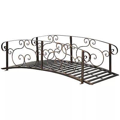 6' Metal Arch Backyard Garden Bridge Safety Siderails Arc Footbridge For Pond  • $171.59