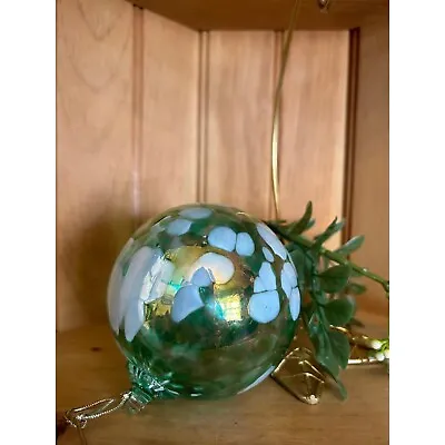 Vintage Studio Hand Blown Large Sea Green Glass Ornament Home Decor • $32.99