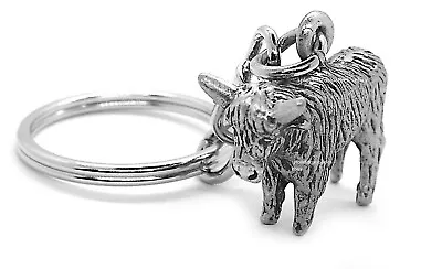 £6.80 • Buy Scottish Highland Cow (Heilan Coo) Pewter Keyring In Gift Pouch