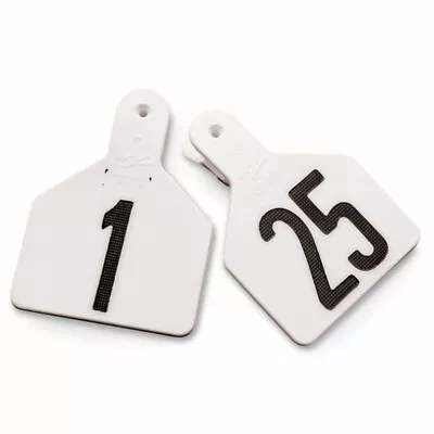 Y-Tex 4 Star Large Cattle Ear Tags White Numbered 1-25 • $47.99