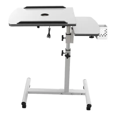 Adjustable Folding Study Laptop Table PC Desk Sofa Bed Tray Trolley W/Fan&Wheels • £30.95