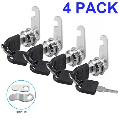 4Pcs 16mm Cylinder Cam Key Locks Tool Box File Cabinet Desk Drawer With 8 Keys • $11.59