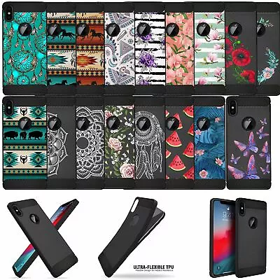 For IPhone XR/ 10R (6.1 ) Slim Tribal Floral TPU Flexible Black Case Cover • $10.99