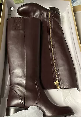 New Size 5 Michael Kors Chocolate Brown French Or Leather Riding Boots Knee High • $33.99