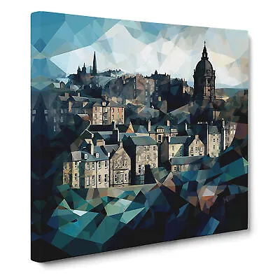 City Of Edinburgh Cubism Canvas Wall Art Print Framed Picture Decor Dining Room • £24.95