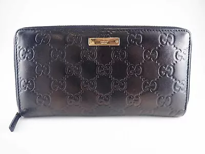 GUCCI Long Wallet Guccissima Leather Zip Around Black 112724 • $89.99